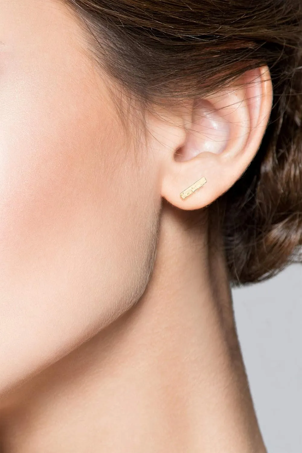 925 Sterling Silver or 18K Gold Plated Hammered Minimalist Flat Bar Dainty Stud Earrings for Women Made in overnight parade misty logical lace wingspan Italy Miabella 