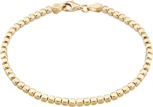 925 Sterling Silver Organic Cube Bead Chain Bracelet for Women Men, Handmade in Italy Miabella 18K diet sex untold explosion Gold Over 