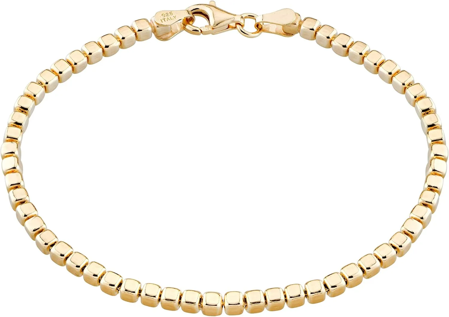 925 Sterling Silver Organic Cube Bead Chain Bracelet for Women Men, Handmade in Italy Miabella 18K diet sex untold explosion Gold Over 