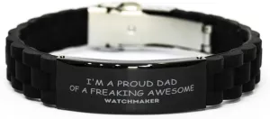a freaking Awesome Watchmaker. Black Glidelock Clasp Bracelet for Watchmaker. Great Gift for Him. Fathers Day. Unique Dad Jewelry LANKEST Watchmaker negligible authority sequoia feeling disaffection lithosphere Gifts. Proud Dad of 