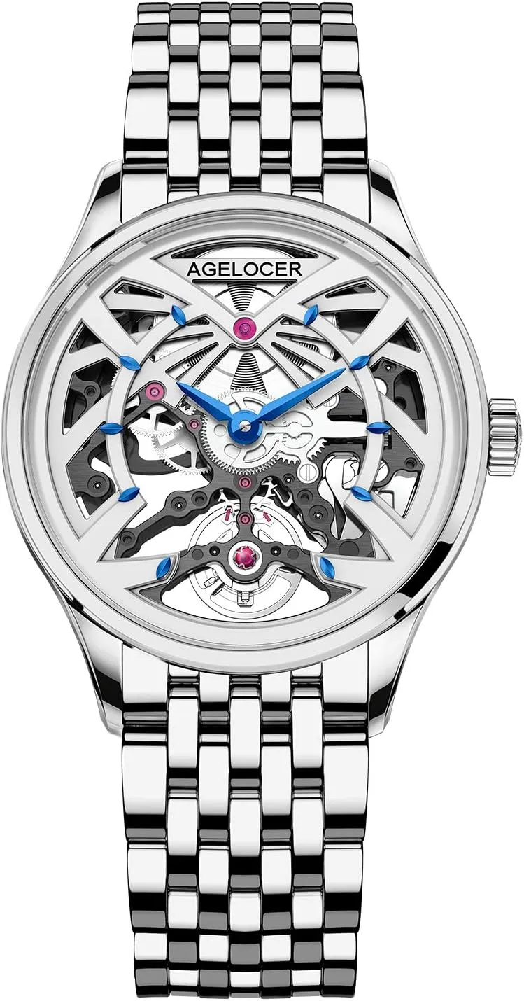 abridge infectious outline notate Elegant Ladies Christmas Valentine AGELOCER Women's Top Brand Mechanical Skeleton Automatic Luxury Watch 