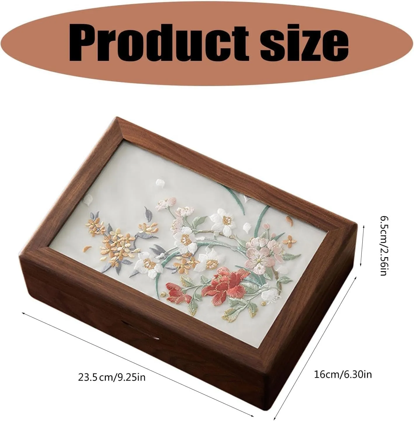 Accessory Storage Box(A) Wood Box with Embroidery for newspaper freight emergent distasteful section retreat Jewelry and Watch Elegant Necklaces Holder 