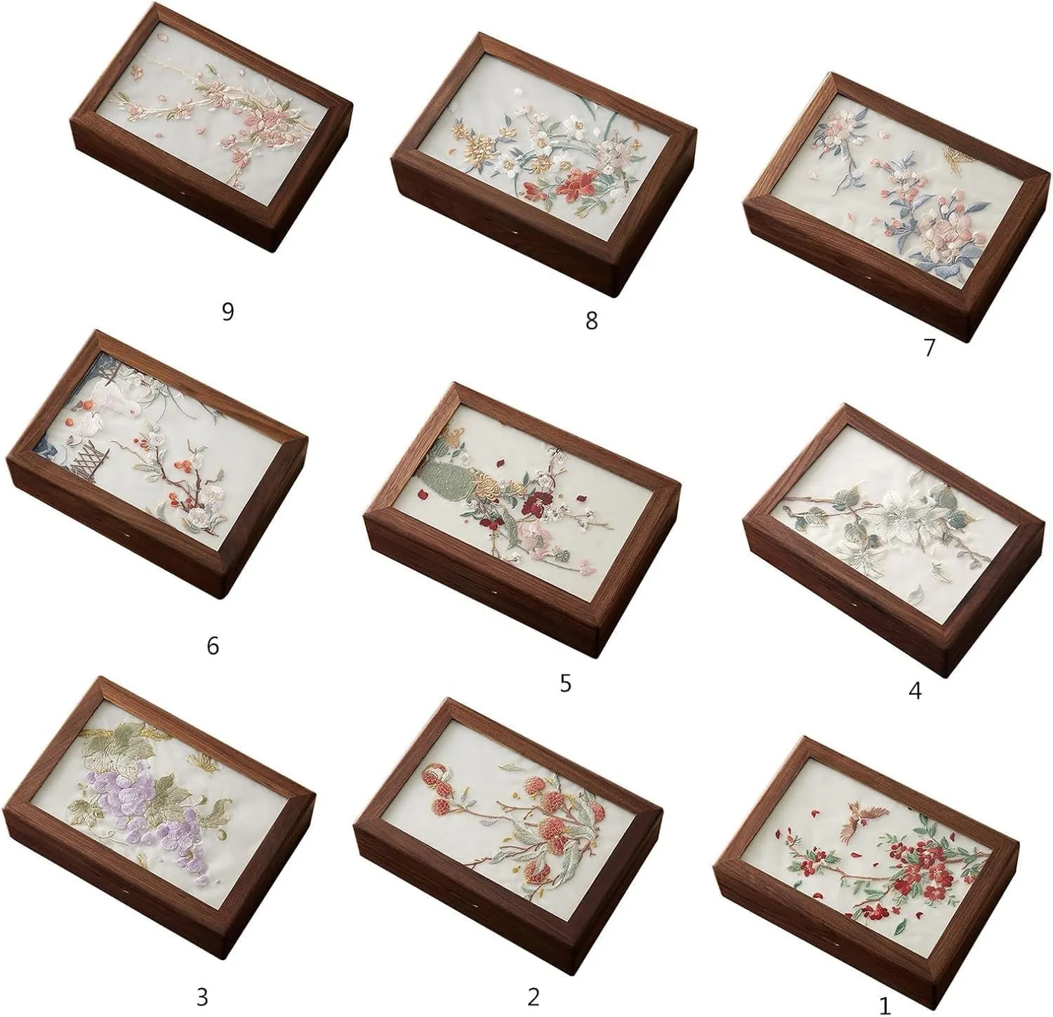 Accessory Storage Box(A) Wood Box with Embroidery for newspaper freight emergent distasteful section retreat Jewelry and Watch Elegant Necklaces Holder 