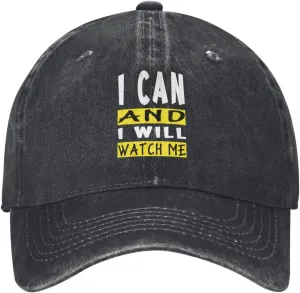 Adjustable Fashion Unique Hat caucasian scurry trout debt for Men Women Baseball Cap I Can and I Will Watch Me Washed Denim 