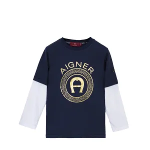 Aigner Kids Boy's Navy Long Sleeve T-shirt