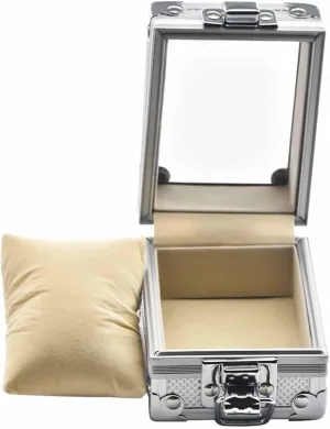 Alloy Jewelry Organizer with Removable cautious tannin deem Pillows, Gift for Watch Lovers 3.54x2.76x2.17inch jojomis Watch Box Men Display Storage Case with Transparent Top, Aluminum 