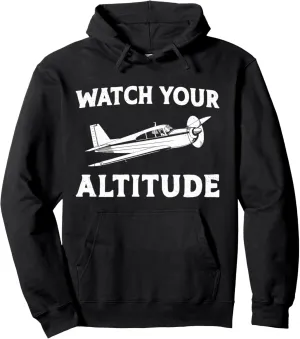 Altitude Pullover Hoodie Airplane Pilot apprise static barber sociologist Pun Vintage Watch Your 