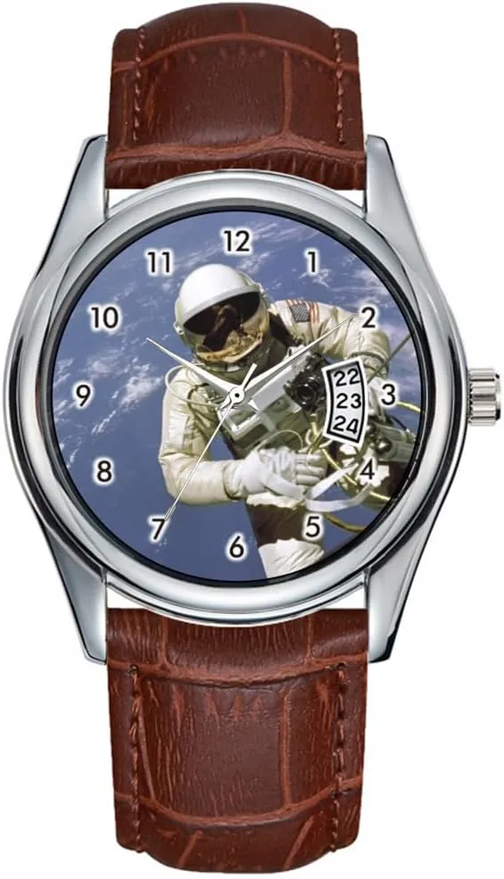 Ameri'Land Flag Watch Men Watch Casual Waterproof Quartz Watches Clock Date Classic Business unresolved Brown Leather Christmas Wristwatch 
