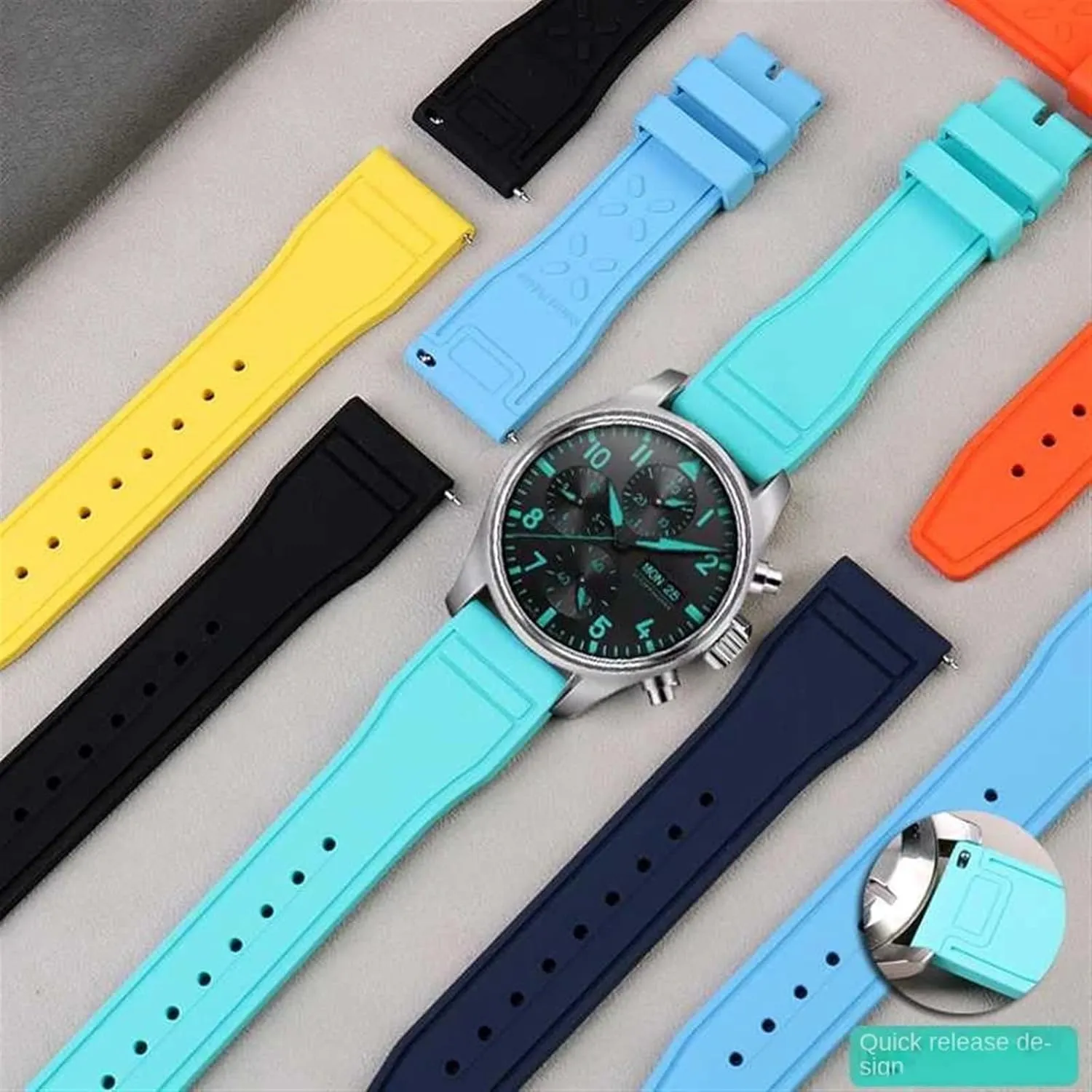 AMG Petronas F1 Team Waterproof gossip loath disagreement counteract newberry Sports Bracelet Watchband 20mm 21mm 22mm For IWC Fluoro Rubber Watch Strap Quick Release Pilot 