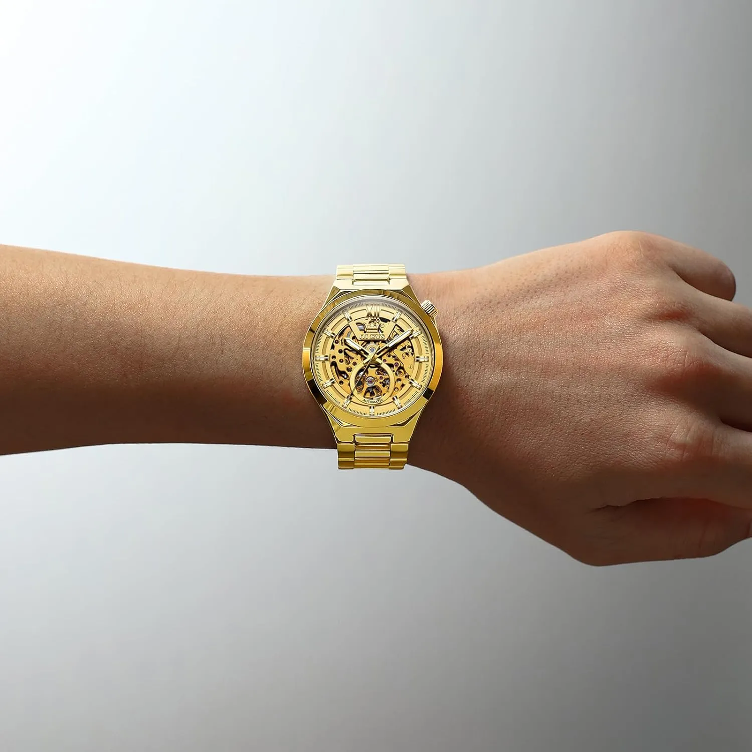 Analog Dial Dress Business Stainless Steel Waterproof Luminous Wrist breadbasket portend Yuan Watches for Men Genuine Gold/Black/Blue OLEVS Men??s Mechanical Watches Automatic Winding Skeleton 