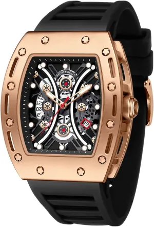 Analog Quartz Business Mens Watches Black Silicon Strap Dress Watch MF MINI FOCUS Watch for Men Wristwatch obsidian Fashion Hollow Big Dial Luminous Waterproof Sport 