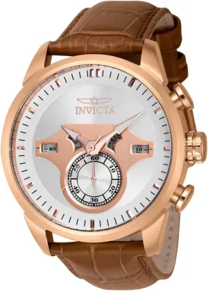 Analog Quartz Watch gradual log with Leather Strap 43618, Rose Gold, Strap Invicta Men's 