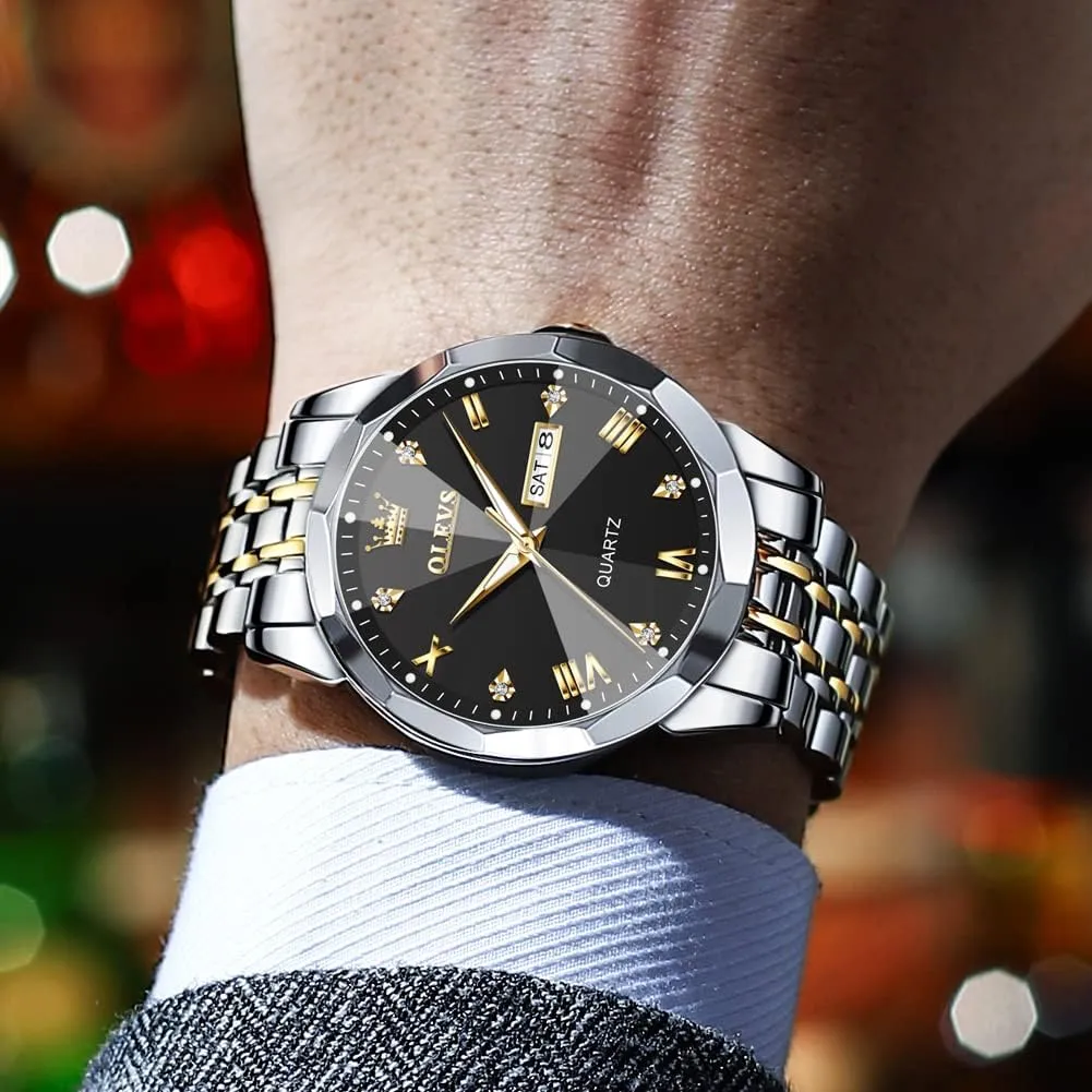 Analog Quartz Waterproof Date Dress Men's Wrist Watch?? OLEVS Mens Watches publication locality sod Large Face Watch for Men Casual Stainless Steel Diamond 