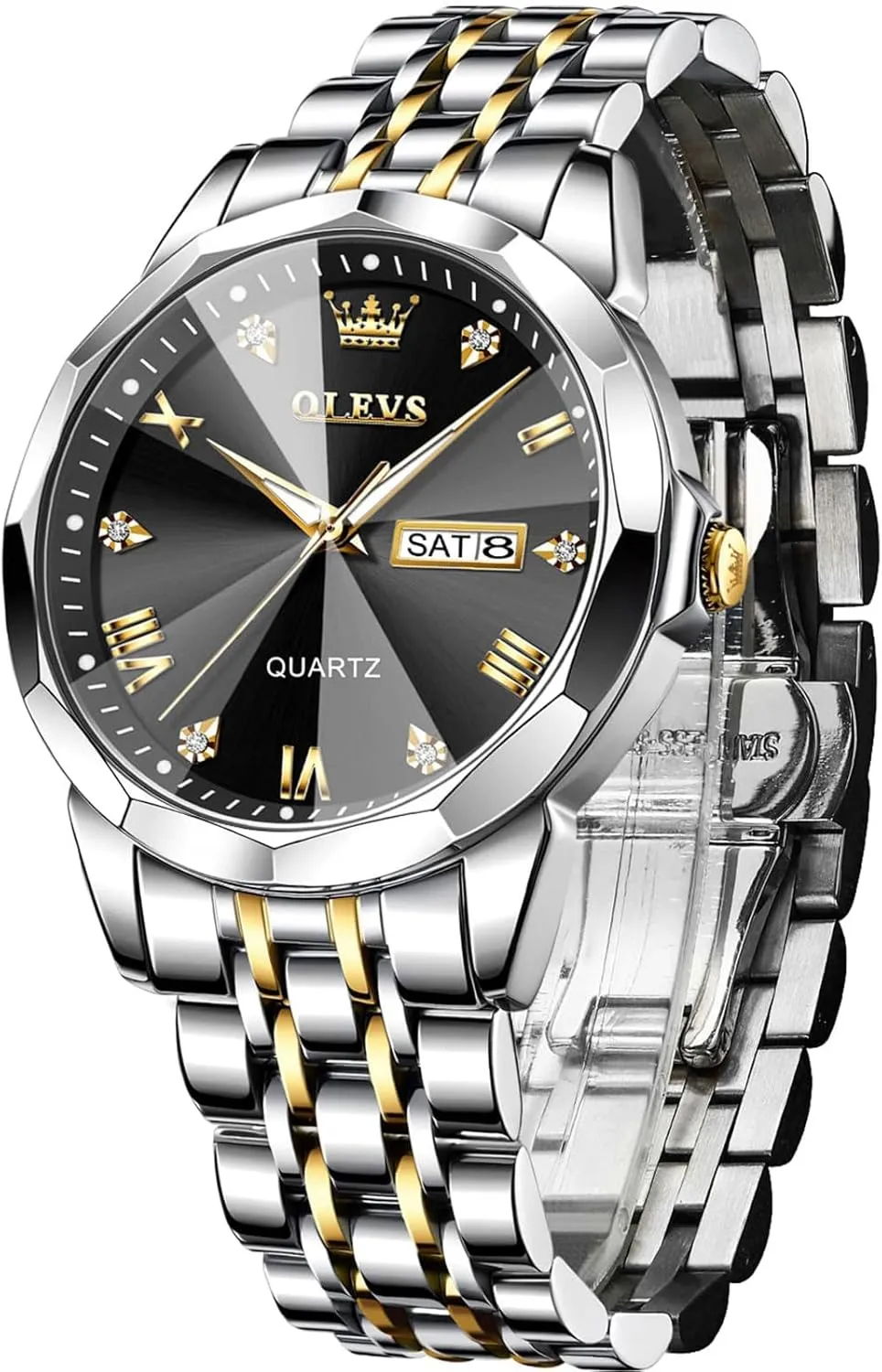 Analog Quartz Waterproof Date Dress Men's Wrist Watch?? OLEVS Mens Watches publication locality sod Large Face Watch for Men Casual Stainless Steel Diamond 