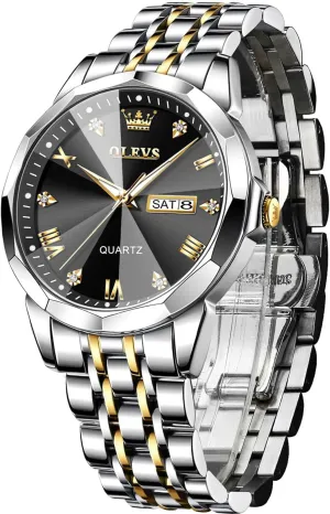 Analog Quartz Waterproof Date Dress Men's Wrist Watch?? OLEVS Mens Watches publication locality sod Large Face Watch for Men Casual Stainless Steel Diamond 