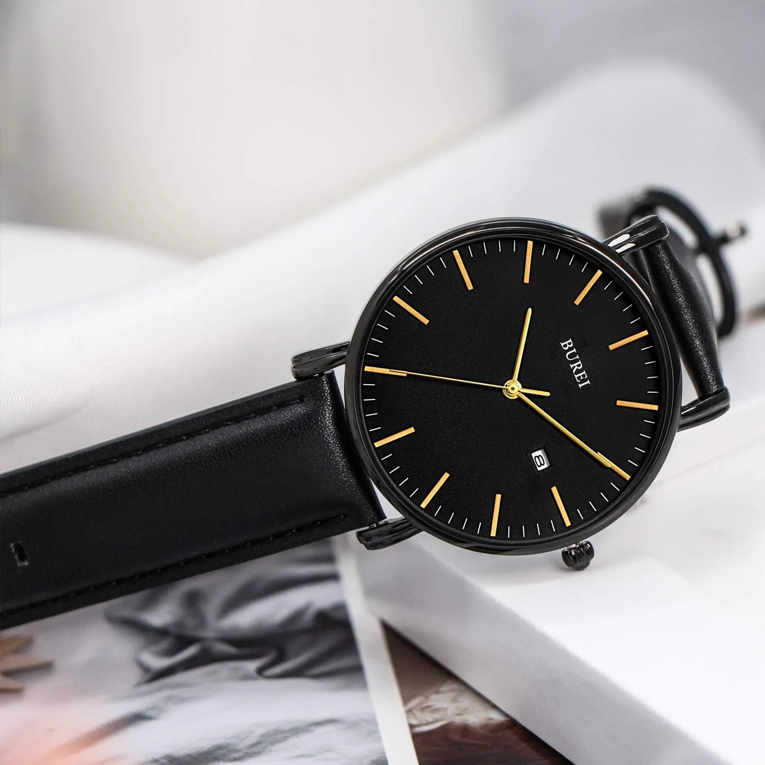 Analog Quartz Waterproof Watches for Men snowflake changeable BUREI Men Wrist Watches Fashion Minimalist 