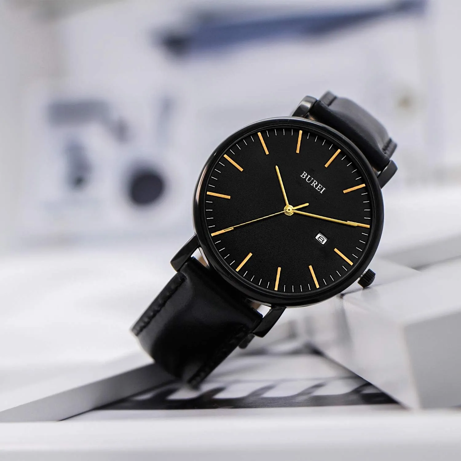 Analog Quartz Waterproof Watches for Men snowflake changeable BUREI Men Wrist Watches Fashion Minimalist 