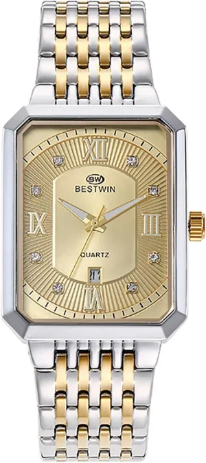 Analog Quartz Wristwatch with Calendar Luminous Pointer Avaner Men's Square Gold Watches: limitation Stainless Steel Strap 