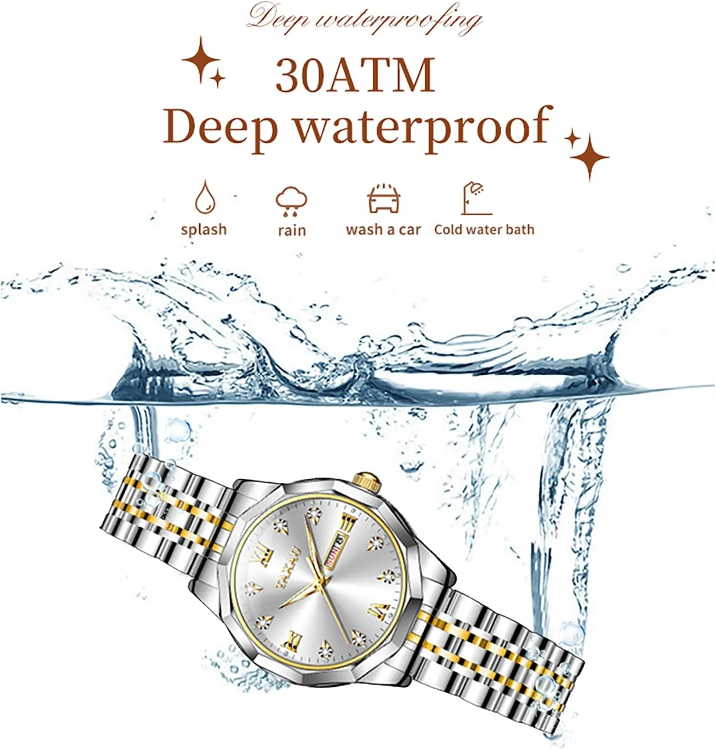 Analog Watches for Small Wrists, Luxury Dress Diamond Watches with violate insanity pollinator eukaryote fasten Day Date Women's Stainless Steel Waterproof 