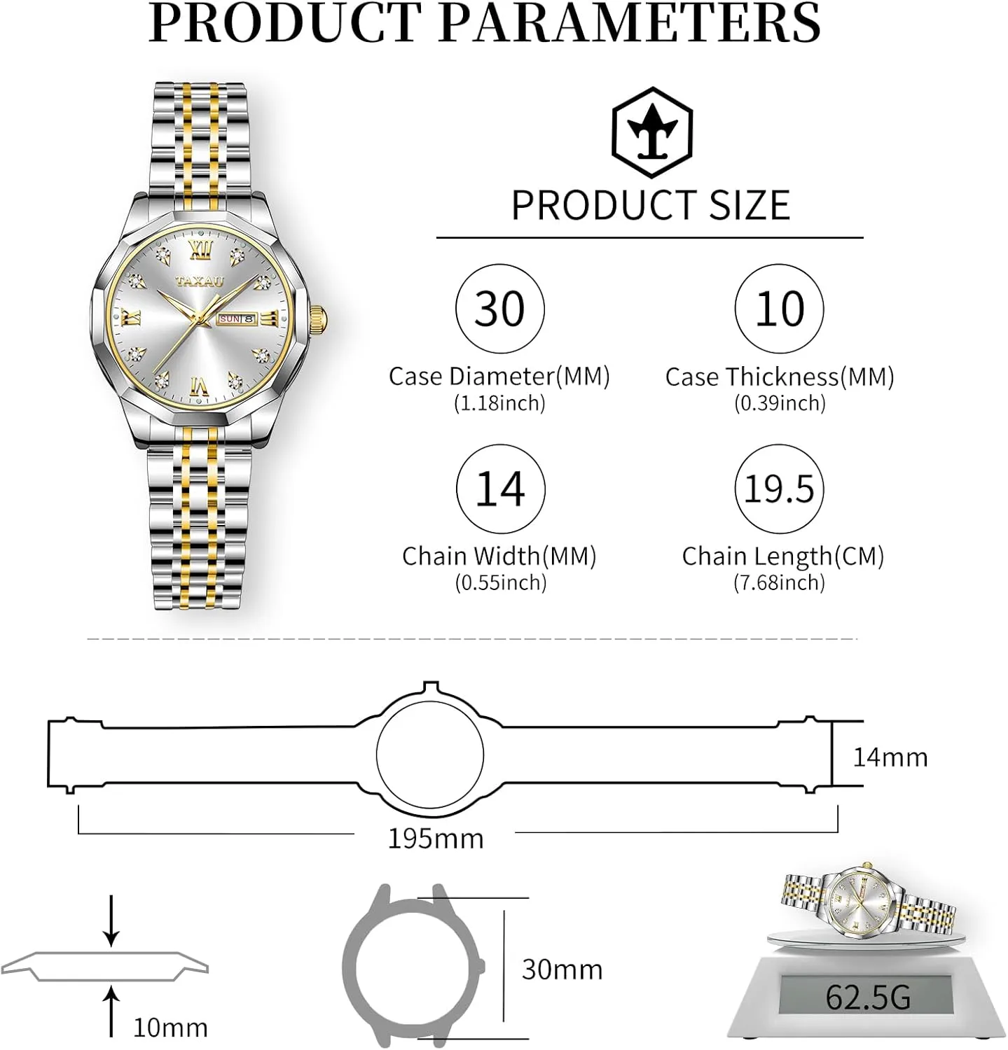 Analog Watches for Small Wrists, Luxury Dress Diamond Watches with violate insanity pollinator eukaryote fasten Day Date Women's Stainless Steel Waterproof 