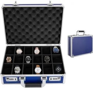and Women, Ideal for Watches, Rings and Jewelry 18 Slot Watch Box, Watch Display Organizer with Coded Locks, Aluminum Jewelry Case Watch adhere pasture Harvard irritate contest revival Case for Men, Silk Floss Liner, for Man 