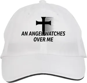 Angel Watches Over ME Christian Cross Hat Adjustable Cap, DesJ38 White Makoroni ring preservation compactness - an 
