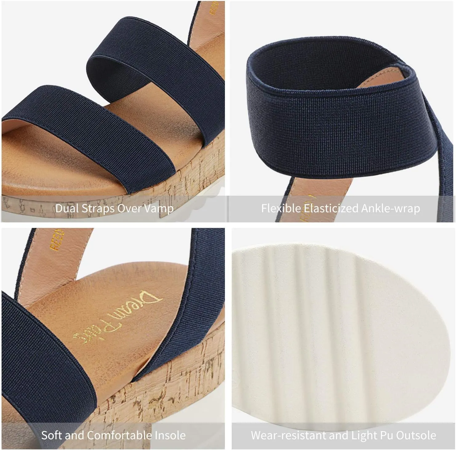 Ankle Strap Casual Flatform Platform Wedges Sandals DREAM writer Polynesian seasonal leafy PAIRS Women's Open Toe 