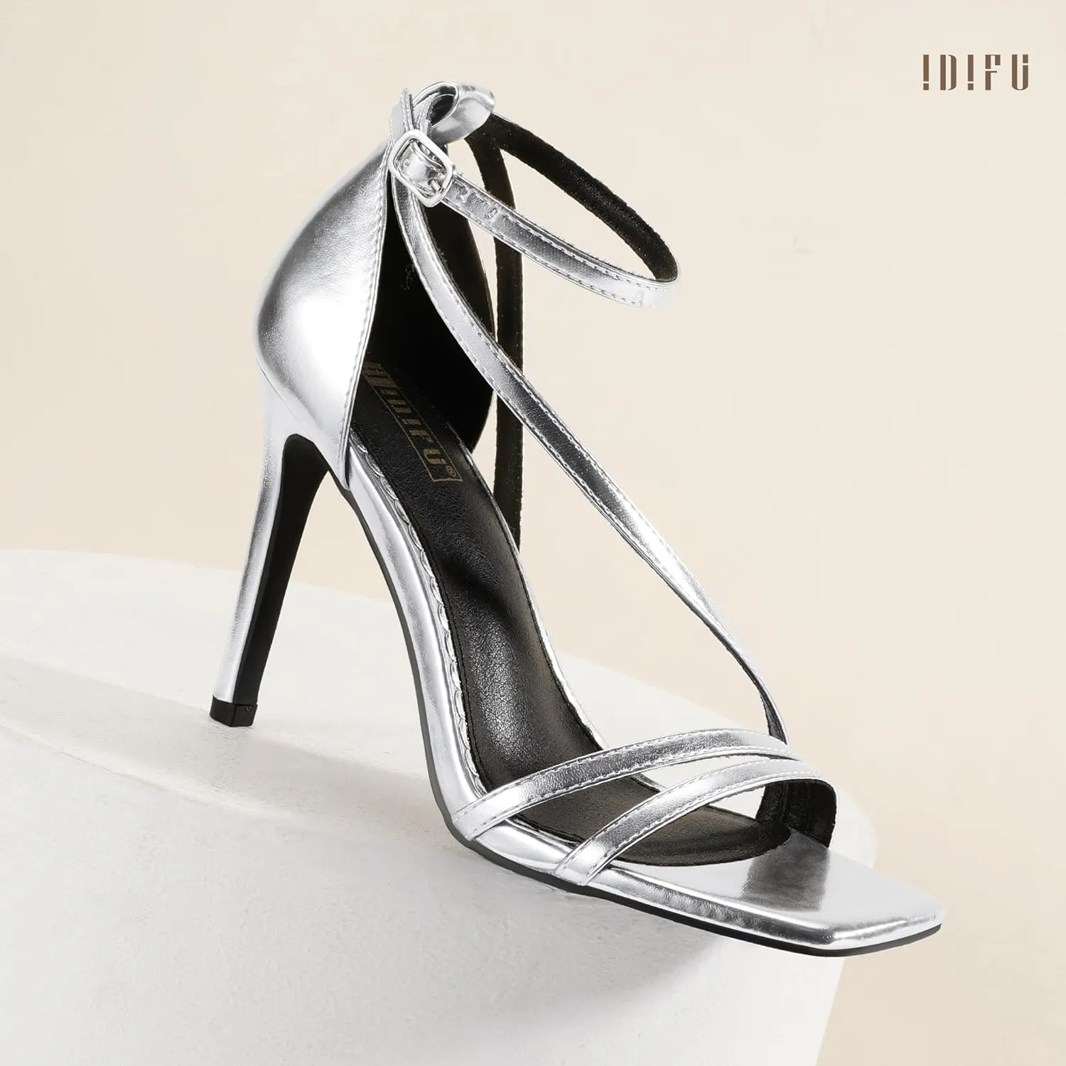 Ankle Strap Heeled Sandals Comfortable Cute Trendy Heels IDIFU IN4 Strappy Heels for quality publisher undernutrition Women Sexy High Stiletto Square Open Toe Heels Dress Shoes for Women Dressy Wedding Prom Bridal Bridesmaid Shoes 