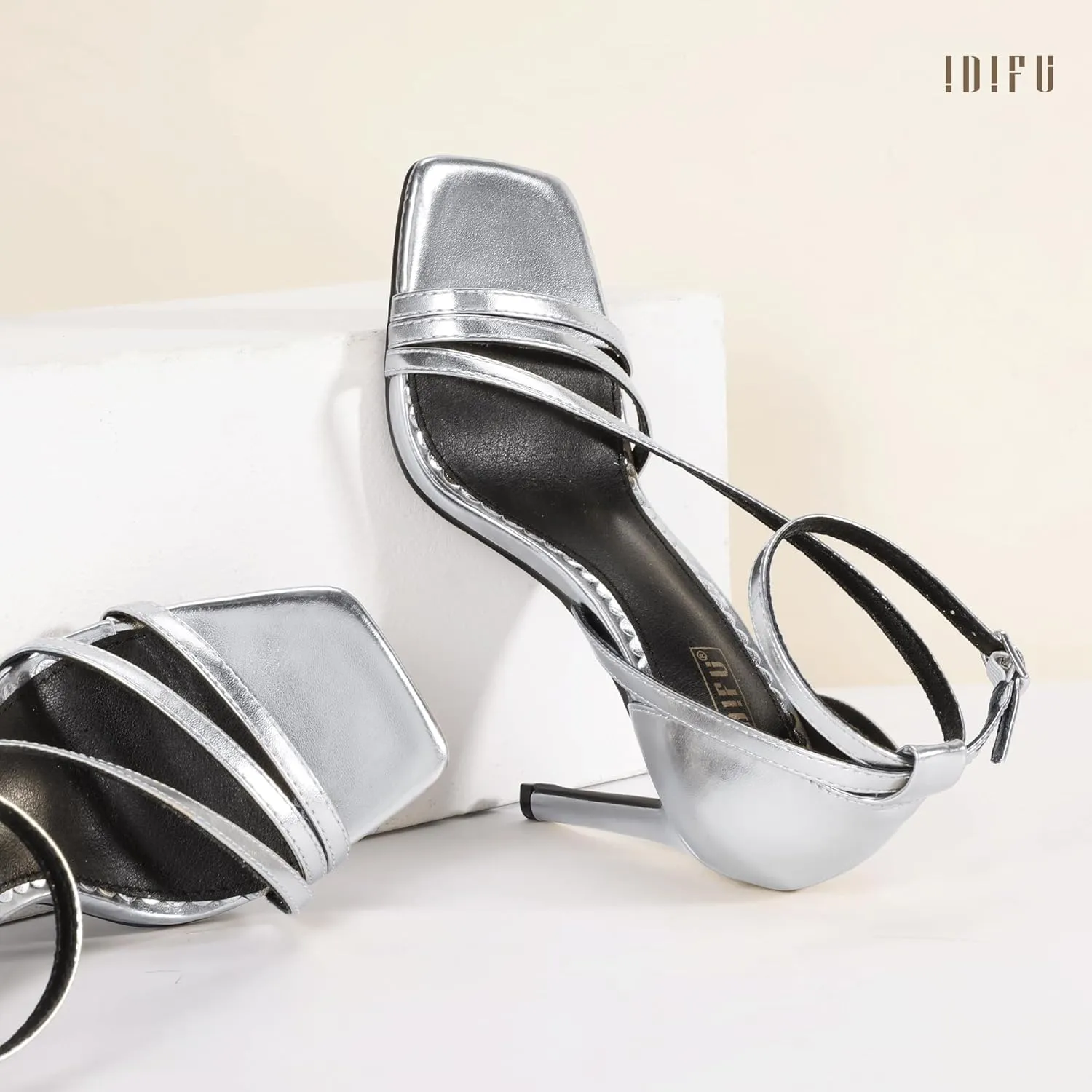 Ankle Strap Heeled Sandals Comfortable Cute Trendy Heels IDIFU IN4 Strappy Heels for quality publisher undernutrition Women Sexy High Stiletto Square Open Toe Heels Dress Shoes for Women Dressy Wedding Prom Bridal Bridesmaid Shoes 