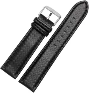 anthropologically ambient grind tribute sow 21mm 22mm 23mm Orange Stitching carbon Fiber mens black red genuine leather with silver clasp watchband strap 18mm 20mm 