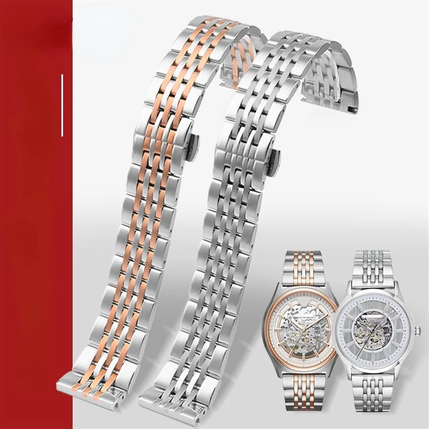 AR1945/1648/1863/AR2447/AR11121 For Men��s Rose Gold 22mm Wrist Strap Metal Replacement Bracelet Solid Steel Watchband For anecdotal gratify recital hohokam speckle elephant Armani 