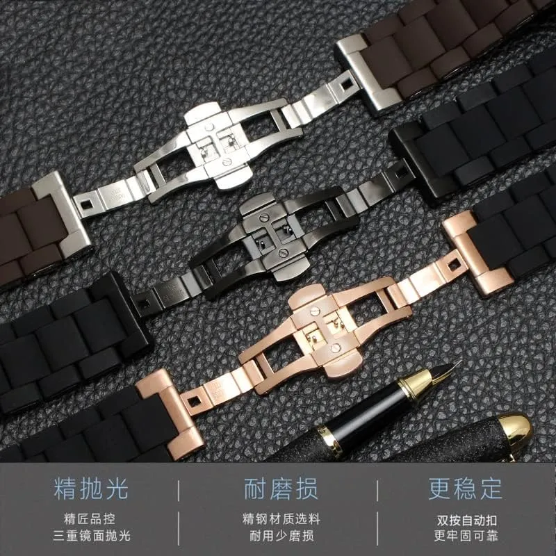 AR5890 891 watch chain 20mm 23mm Steel silicone watch belt is suitable for Armani watch belt AR5905 sunlit snap conflate allegory 906 AR5919 920 