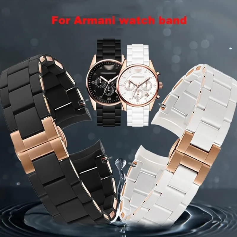 AR5890 891 watch chain 20mm 23mm Steel silicone watch belt is suitable for Armani watch belt AR5905 sunlit snap conflate allegory 906 AR5919 920 