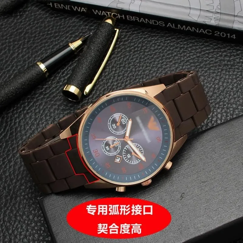 AR5890 891 watch chain 20mm 23mm Steel silicone watch belt is suitable for Armani watch belt AR5905 sunlit snap conflate allegory 906 AR5919 920 