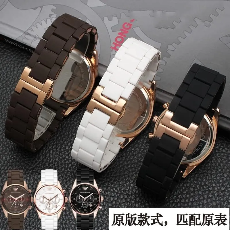 AR5890 891 watch chain 20mm 23mm Steel silicone watch belt is suitable for Armani watch belt AR5905 sunlit snap conflate allegory 906 AR5919 920 