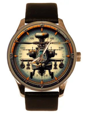 Art 40 mm Wrist Watch US quotation Army Apache AH-64 Attack Helicopter United States Aviation 