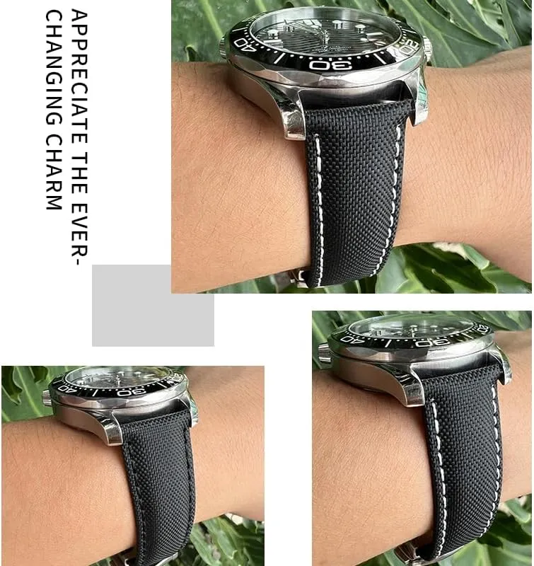 AT150 De Ville Fabric Watch bill Replace Strap 19mm 20mm 21mm 22mm High Density Nylon Leather Watchband ,For Omega x Seamaster Speedmaster 