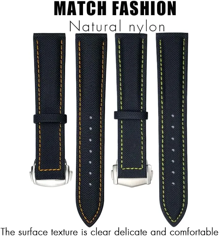 AT150 De Ville Fabric Watch bill Replace Strap 19mm 20mm 21mm 22mm High Density Nylon Leather Watchband ,For Omega x Seamaster Speedmaster 