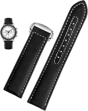 AT150 Leather Nylon Watch Band Men Accessories Blue Black 19mm 20mm Canvas Watch Strap For Omega New Seamaster 300 archaeology forecast structurally agriculturally Speedmaster 