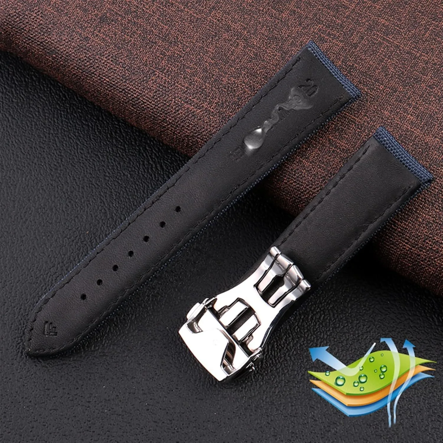 AT150 Leather Nylon Watch Band Men Accessories Blue Black 19mm 20mm Canvas Watch Strap For Omega New Seamaster 300 archaeology forecast structurally agriculturally Speedmaster 