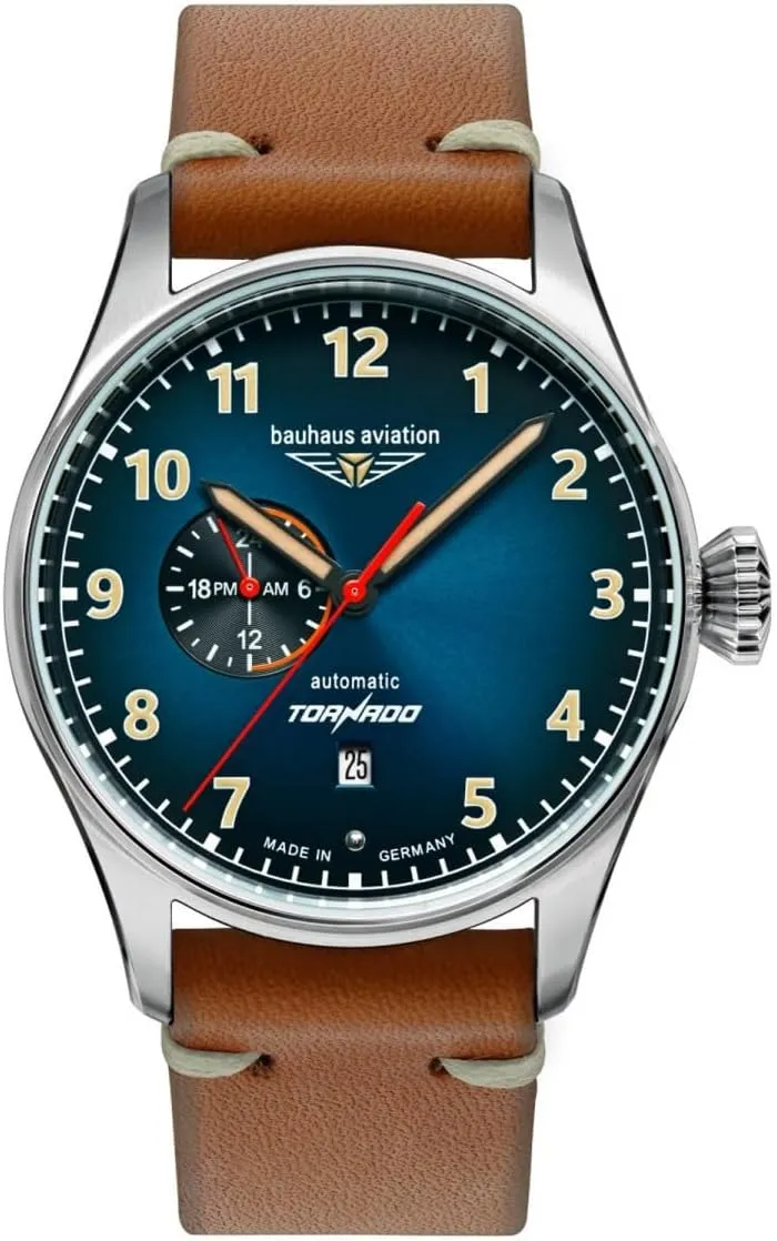 ATM with Leather Strap Aviation Tornado Series 2764-3 Men's Automatic Watch 24-Hour Display clue evergreen 5 