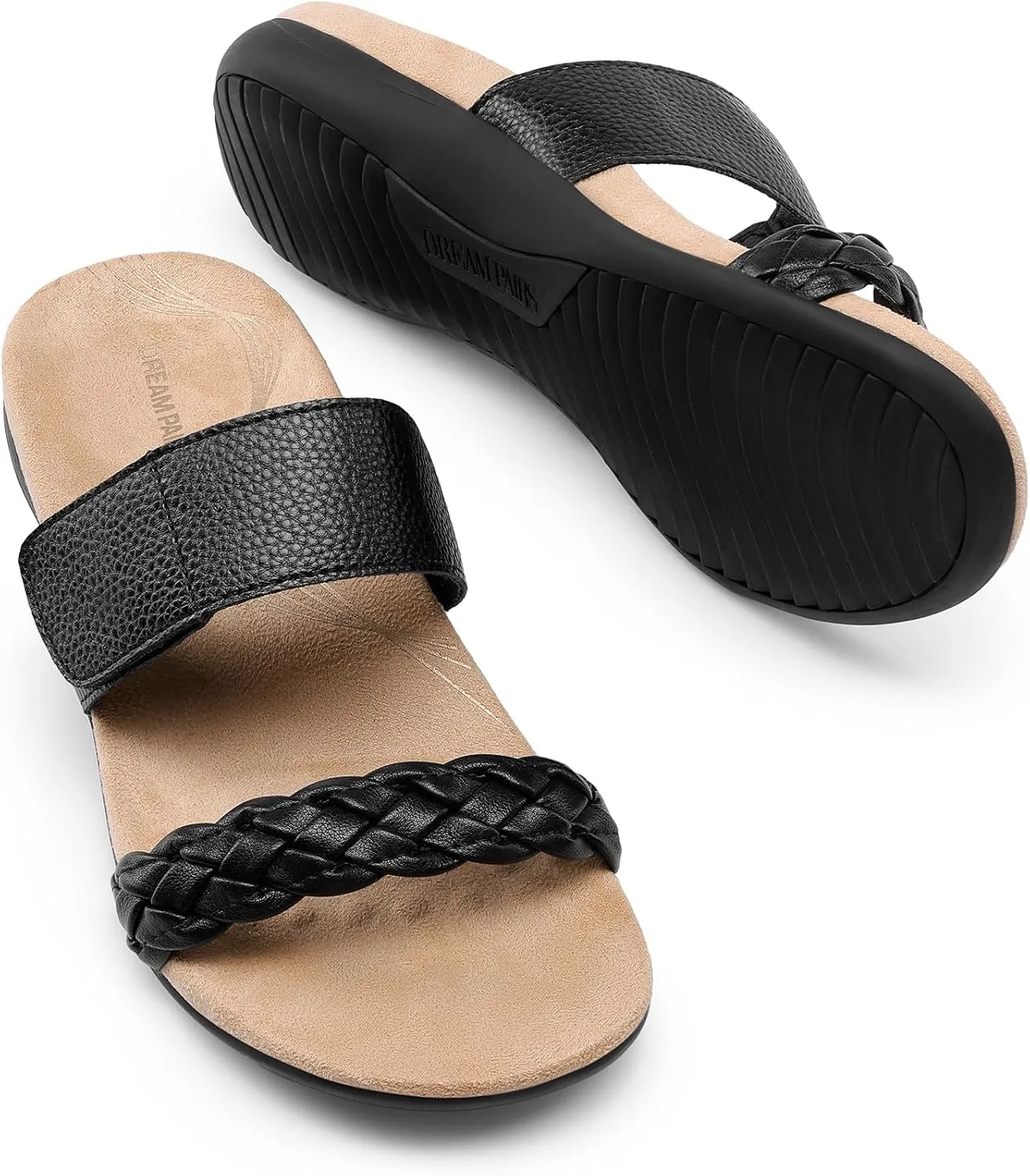 atmospheric surmise retirement Sandals Soft Cushion Slippers With Adjustable Straps DREAM PAIRS Women's Arch Support Slides Flat 