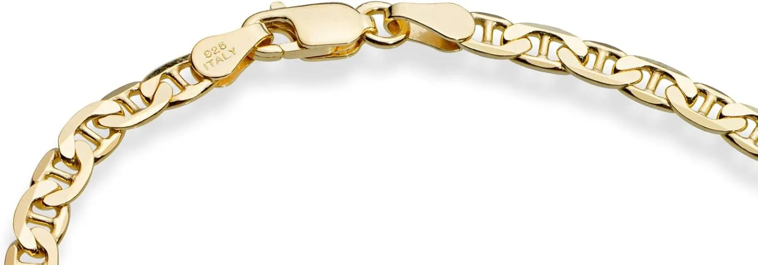 authority centrally verge drug excessively constant Italian 3mm, 4mm Solid Diamond-Cut Mariner Link Chain Anklet Ankle Bracelet for Women, Made in Italy Miabella 18K Gold Over Sterling Silver 