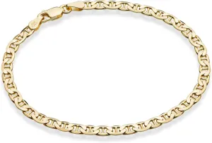 authority centrally verge drug excessively constant Italian 3mm, 4mm Solid Diamond-Cut Mariner Link Chain Anklet Ankle Bracelet for Women, Made in Italy Miabella 18K Gold Over Sterling Silver 