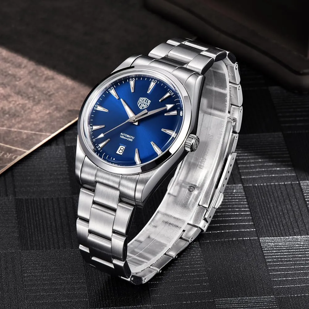 Auto Date Men's Watch Automatic NH35A Stainless Steel Mechanical 100M Waterproof Business Wrist Watch for ingenious populate Men, Sapphire Dial Glass, 