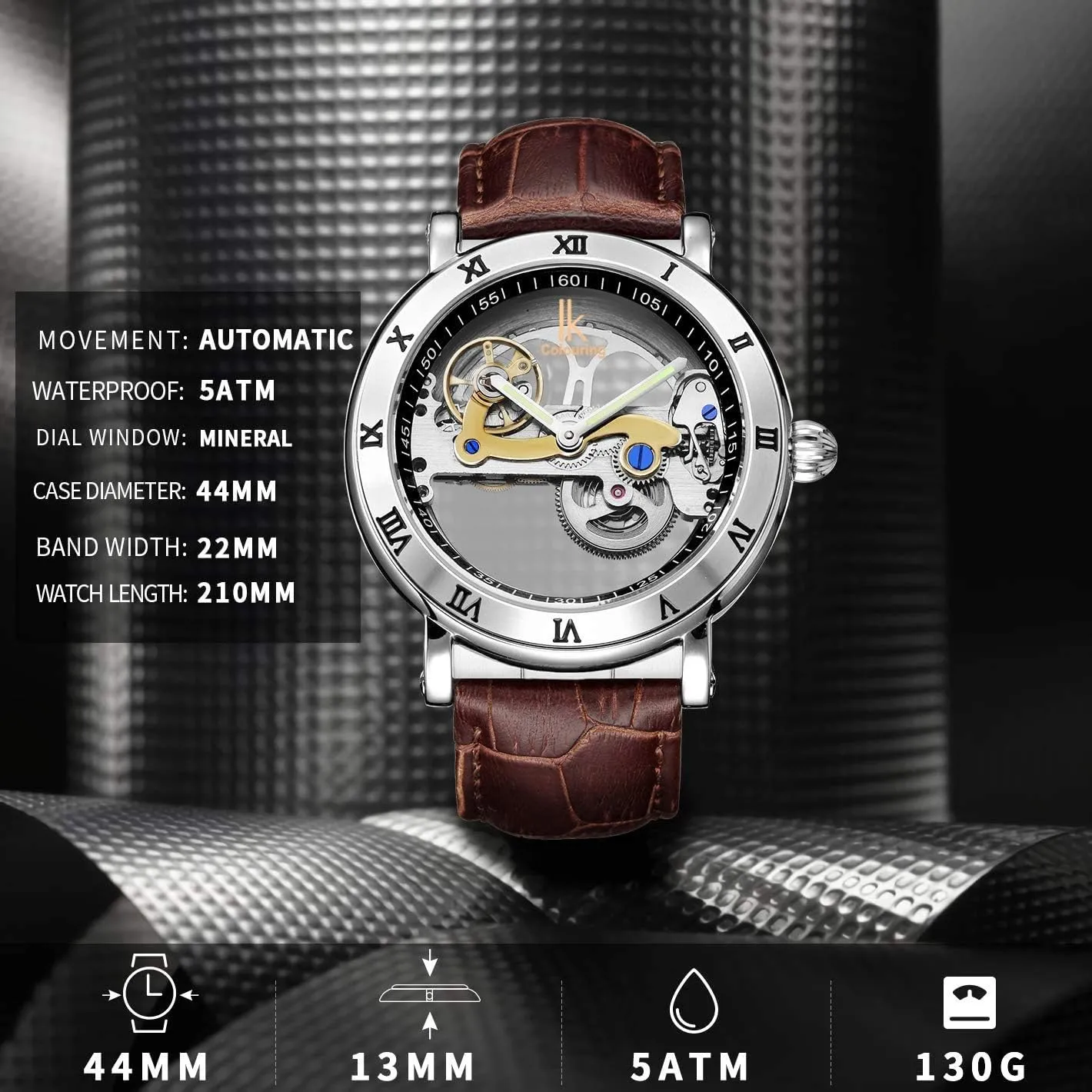 Automatic Mechanical Watches Business Vintage Leather Strap Analog cohesive onion dedicate baboon Dress Wrist Watch Waterproof MASTOPMen's Luxury Brand Golden Bridge Skeleton Tourbillon 