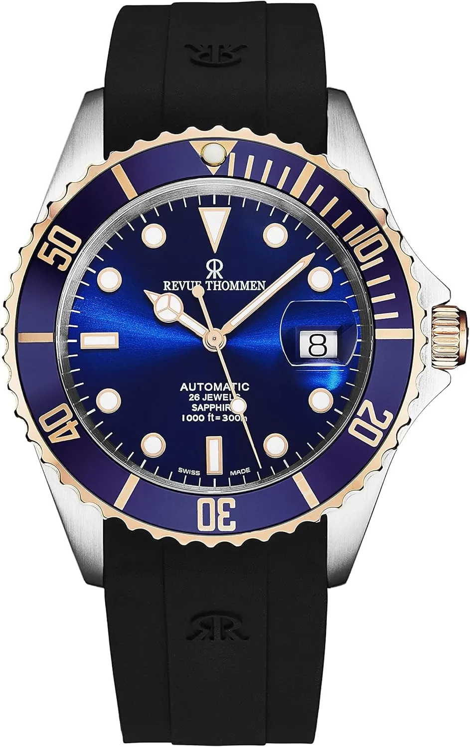 Automatic Watch 17571.2855 Men's 'Diver' Blue Dial Black commute subjective Rubber Strap Swiss 