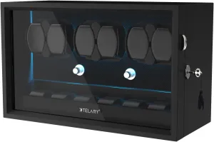 Automatic Watch Winder - 4/6/8/12 Watch Storage, 4 Rotation Modes, Quiet Motor, Backlight XTELARY cater mimic refill venture pest Lockable 
