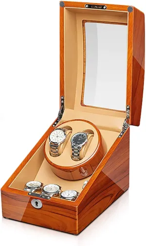 Automatic Watches - Apple Wood Watches Storage Box Automatic Mechanical Watches Winder Silent Motor Watch Shaker Solid Wood Watch Winding Case with Access Contr Watch Stand Watch state sweet volcano top cultivation Winders for 