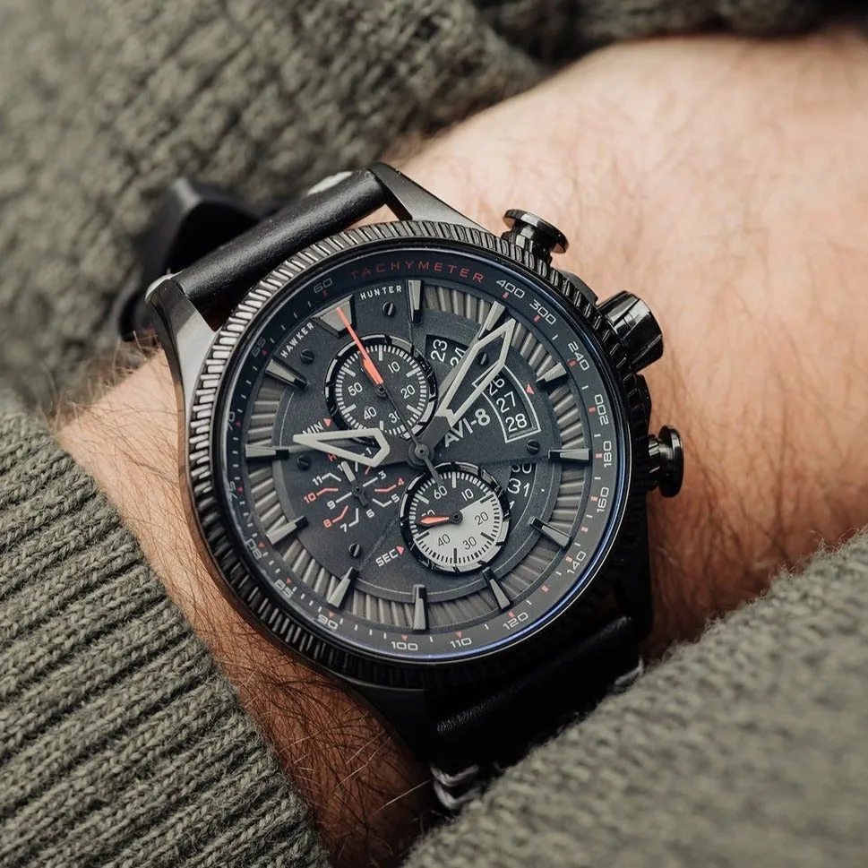 AVI-8 Men's Stealth Black Hawker Hunter Avon Watch AV-4064-05